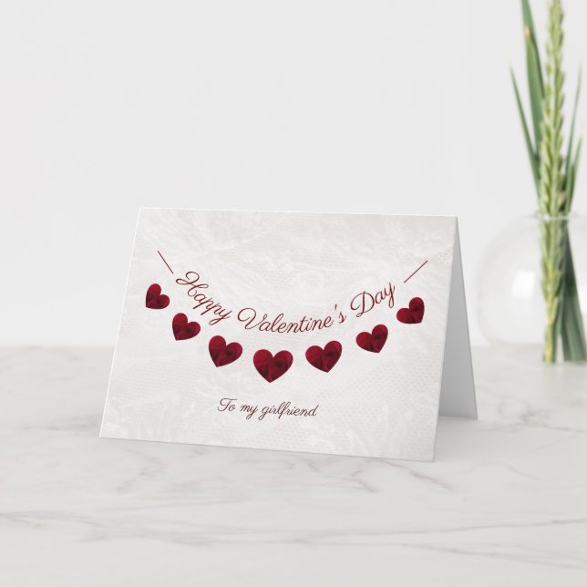 Romantic Valentine's Day bunting girlfriend Card (Front)