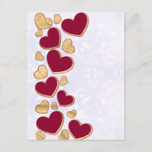 Romantic Valentine's Day Burgundy & Gold Heart Holiday Postcard