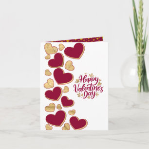 Romantic Valentine's Day   Burgundy & Gold Heart Invitation