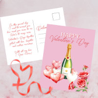 Romantic Valentine's Day Champagne Roses & Hearts