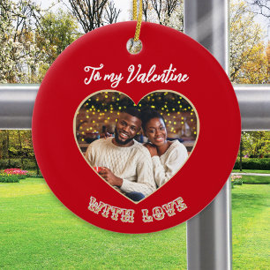 Romantic Valentine's Day Couple Photo Personalized Ceramic Tree Decoration
