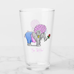 Romantic Valentine's Day Elephant Glass