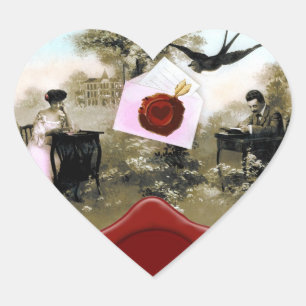 ROMANTIC VALENTINE'S DAY LOVERS RED WAX SEAL HEART