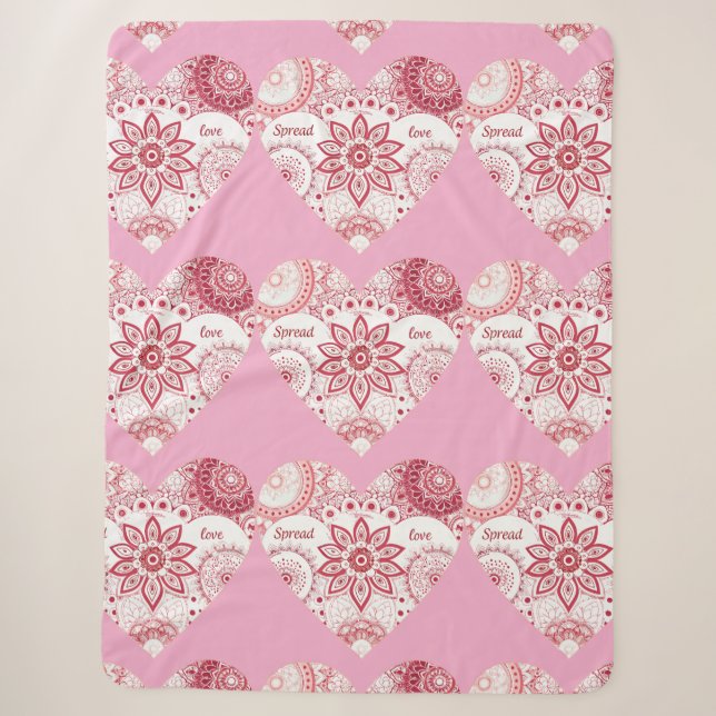 Romantic Valentine's Day Mandala  Sherpa Blanket (Front)