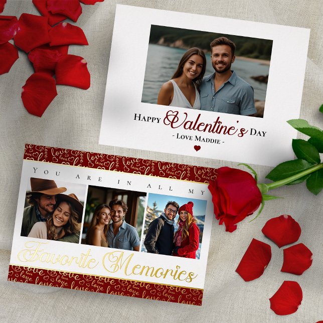 Romantic Valentine's Day Photo Collage (Romantic Valentine's Day Photo Collage Foil Holiday Card)