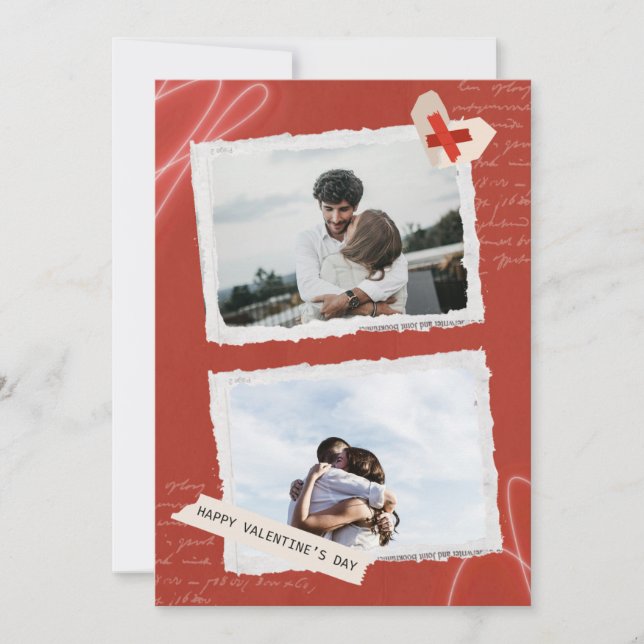 Romantic Valentine's Day Photo Collage Card (Front)