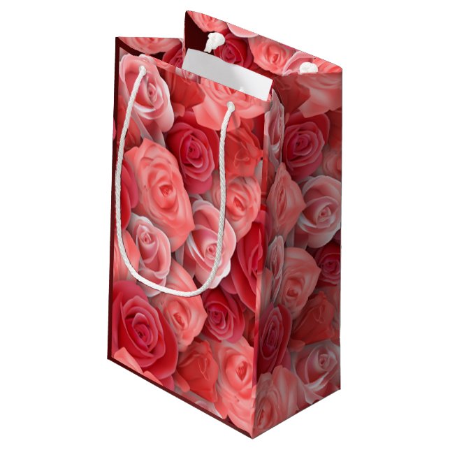 Romantic Valentines day pink and red roses Small Gift Bag (Back Angled)