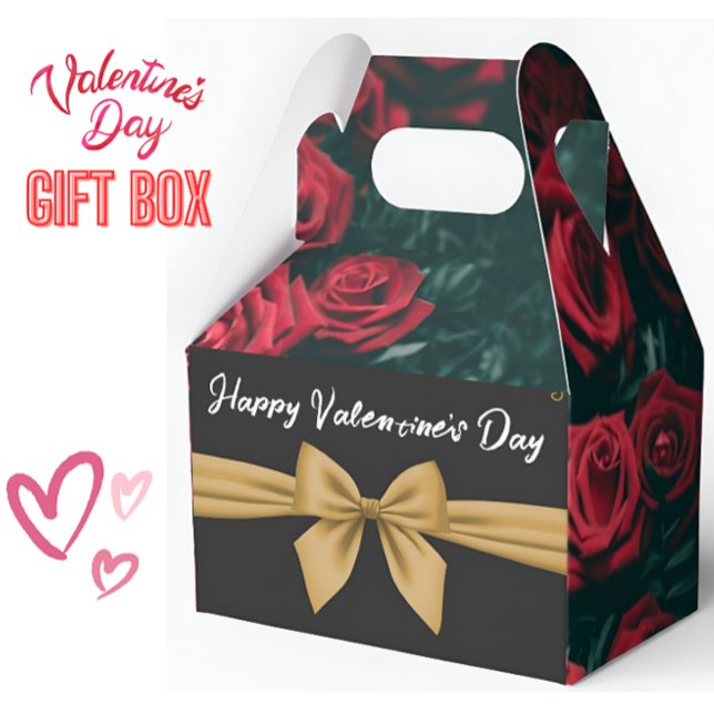 Romantic Valentine's Day Roses with Elegant Bow Favour Box (Creator Uploaded)