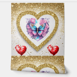 Romantic Valentine's Day Wallpaper - Golden Design