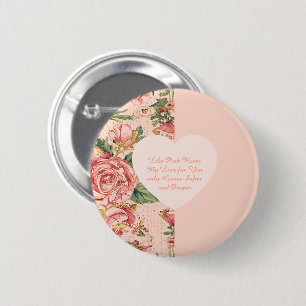 Romantic Valentine's Day with Lovely Roses Paper P 6 Cm Round Badge