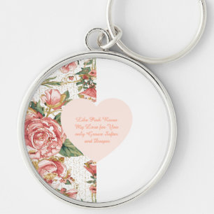 Romantic Valentine's Day with Lovely Roses Paper P Key Ring