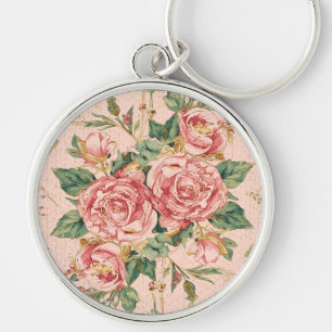 Romantic Valentine's Day with Lovely Roses,Pink Key Ring