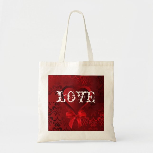 Romantic valentines love heart tote bag (Front)