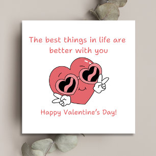 romantic valentines quote, funny red heart minimal holiday card