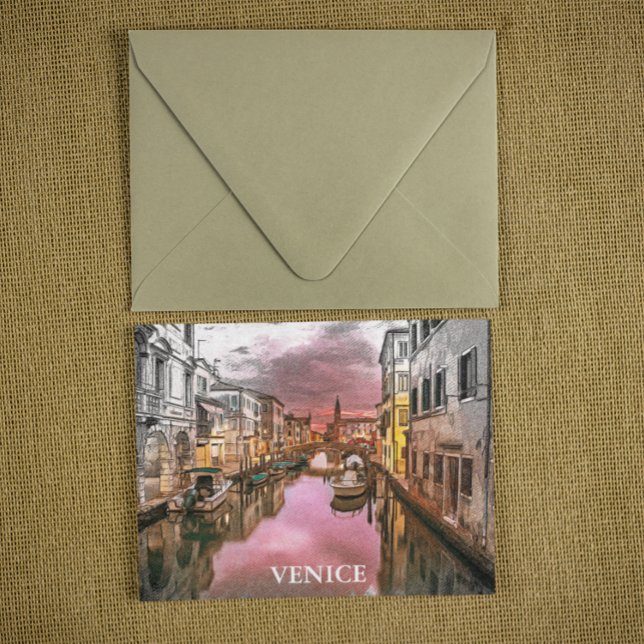 Romantic Venice Italy Gondola City view Postcard (venice italy gondola romantic postcard)