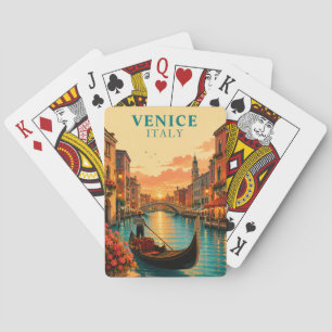Romantic Venice Italy Gondola Ride Sunset Travel Playing Cards