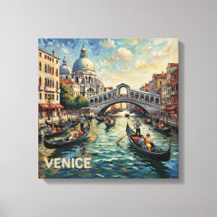 Romantic Venice Rialto Canal Canvas Art