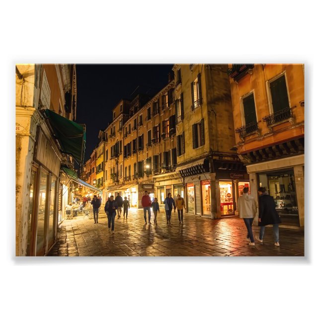 Romantic Venice Street at Night Photo Print (Front)
