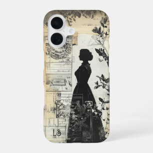 Romantic Victorian Collage Scrapbook Monogram iPhone 16 Case