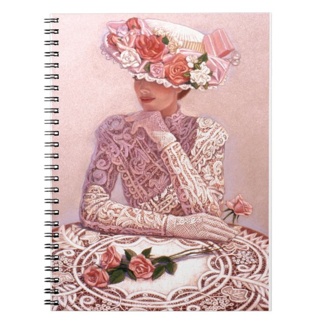 Romantic Victorian Lady Spiral Notebook (Front)