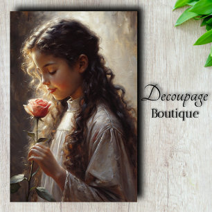 Romantic Victorian Portrait & Rose Decoupage Tissue Paper