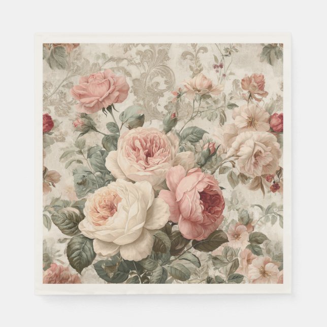 Romantic Victorian Rose Vintage Napkin (Front)