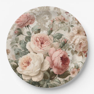 Romantic Victorian Rose Vintage Paper Plate