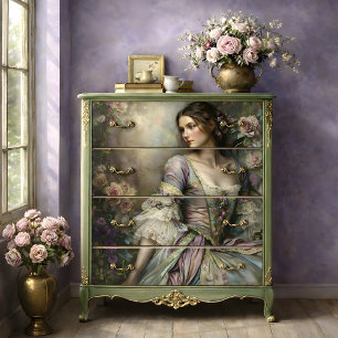 Romantic Victorian Woman Floral Portrait Decoupage Tissue Paper