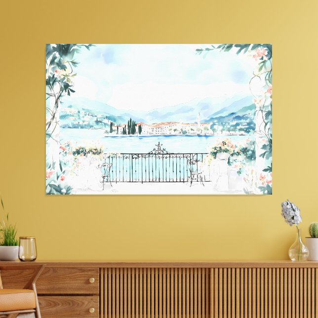 Romantic View of Lake Como Canvas Print (Insitu(LivingRoom))