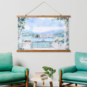 Romantic View of Lake Como Hanging Tapestry