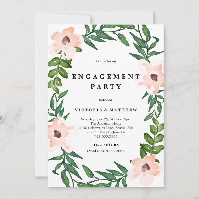 Romantic Vines Engagement Party Invitation (Front)
