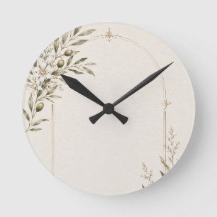 Romantic Vineyard Wedding Stationery Round Clock