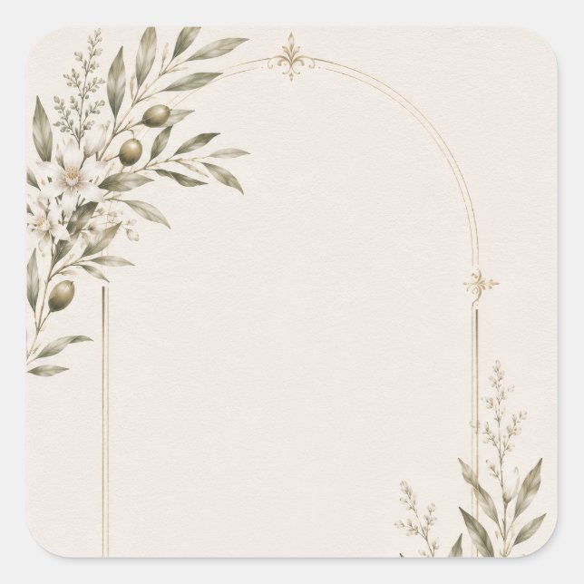 Romantic Vineyard Wedding Stationery  Square Sticker (Front)