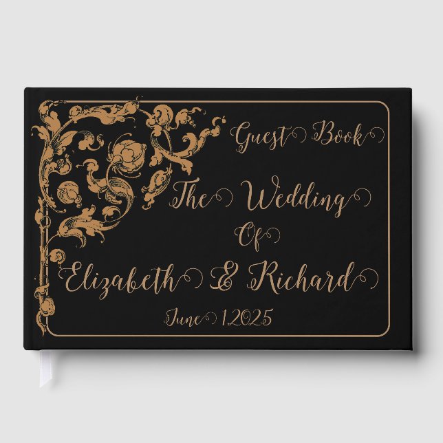 Romantic, Vintage, Antique Wedding Guest Book (Front)