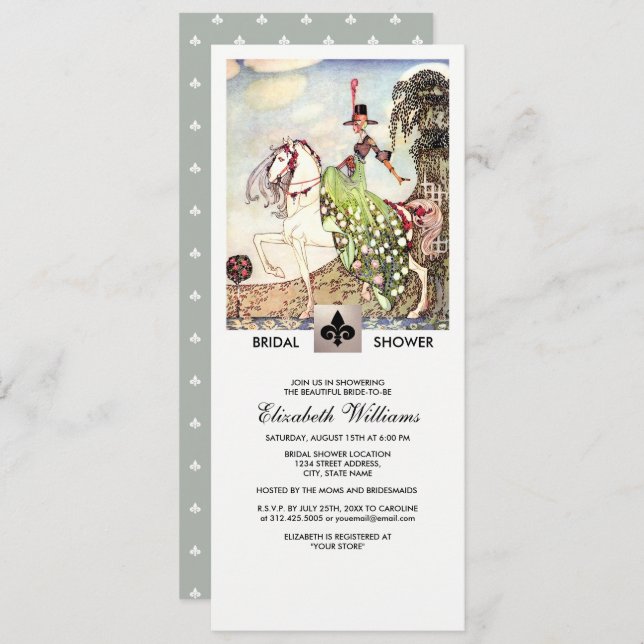 Romantic Vintage Art Bridal Shower Invitation (Front/Back)