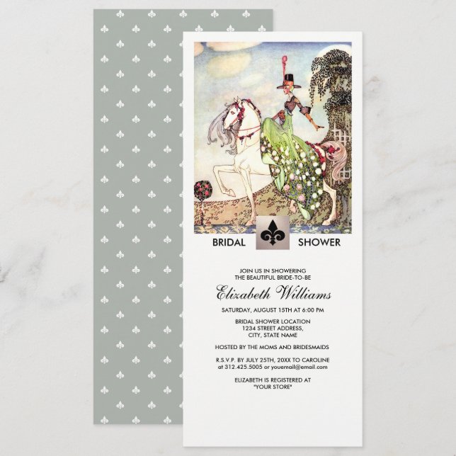 Romantic Vintage Art Bridal Shower Invitations (Front/Back)