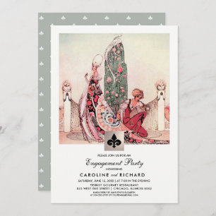 Romantic Vintage Art Engagement Party Invitations