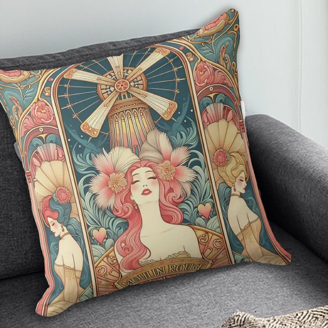 Romantic Vintage Art Nouveau Moulin Rouge Cushion (Creator Uploaded)