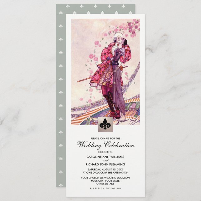 Romantic Vintage Art Wedding Invitation (Front/Back)
