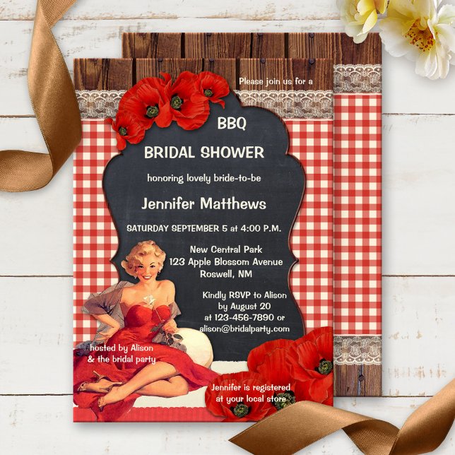 Romantic Vintage BBQ Bridal Shower Invitation (Creator Uploaded)