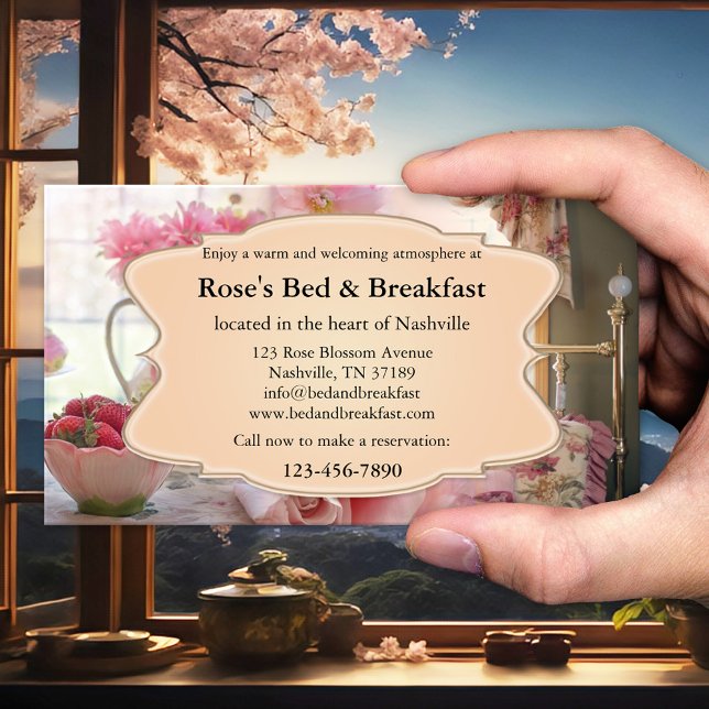 Romantic Vintage Bed and Breakfast Business Card (A romantic bed and breakfast business card in vintage style - B&B - holiday rental)