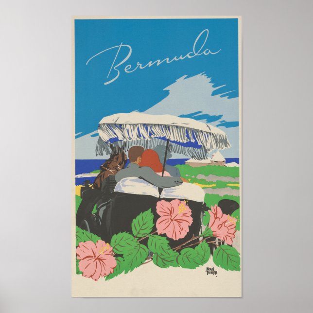  Romantic Vintage Bermuda Travel Poster (Front)