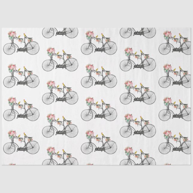 Romantic Vintage Bicycle Flowers & Birds Tissue Paper (Front)