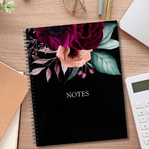 Romantic Vintage Boho Purple Flowers Notebook