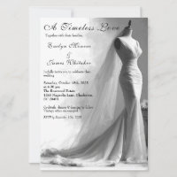 Romantic Vintage Bridal Sketch Wedding Invitation 