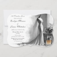Romantic Vintage Bridal Sketch Wedding Invitation
