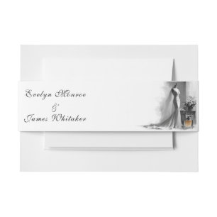 Romantic Vintage Bridal Sketch Wedding Invitation  Belly Band