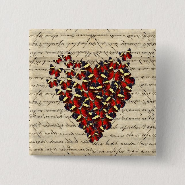 Romantic Vintage butterfies 15 Cm Square Badge (Front)
