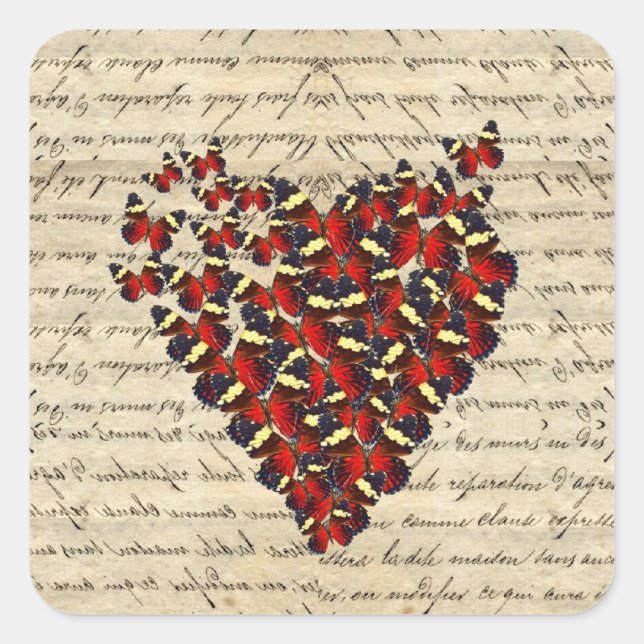 Romantic Vintage butterfies Square Sticker (Front)