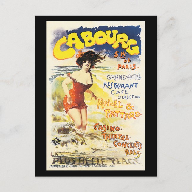 Romantic Vintage Cabourg Travel Holiday Poster Postcard (Front)